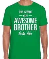 Awesome brother tekst t-shirt groen heren