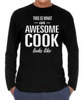 Awesome cook kok cadeau t-shirt long sleeves heren