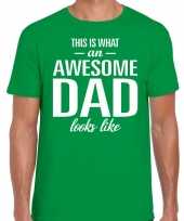 Awesome dad cadeau t-shirt groen heren vaderdag cadeau