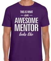 Awesome mentor cadeau t-shirt paars heren