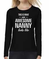 Awesome nanny oppas cadeau t-shirt long sleeves dames