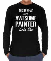 Awesome painter schilder cadeau t-shirt long sleeves heren