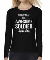 Awesome soldier soldate cadeau t-shirt long sleeves dames