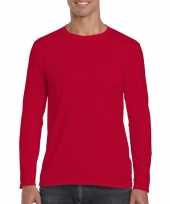 Basic heren t-shirt rood lange mouwen