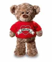 Beterschap pluche teddybeer knuffel 24 rood t-shirt
