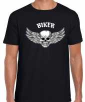 Biker fashion t-shirt motorrijder zwart heren