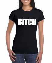 Bitch tekst t-shirt zwart dames