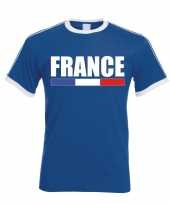Blauw wit frankrijk supporter ringer t-shirt heren