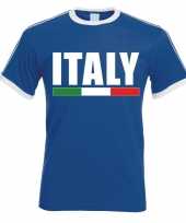 Blauw wit italie supporter ringer t-shirt heren
