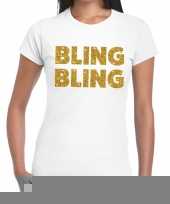 Bling bling glitter tekst t-shirt wit dames