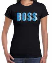 Boss t-shirt zwart blauwe letters dames