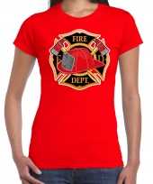 Brandweer logo verkleed t-shirt outfit rood dames