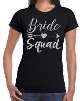 Bride squad cupido zilver glitter t-shirt zwart dames