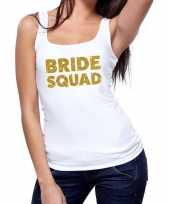 Bride squad gouden tekst tanktop mouwloos shirt wit dames