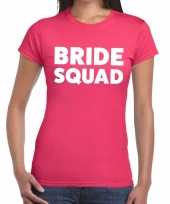 Bride squad tekst t-shirt roze dames