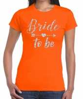 Bride to be cupido zilver glitter t-shirt oranje dames