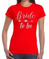 Bride to be cupido zilver glitter t-shirt rood dames