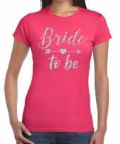 Bride to be cupido zilver glitter t-shirt roze dames
