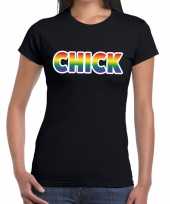 Chick gay pride t-shirt zwart dames
