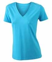 Dames cotton stretch shirts turquoise