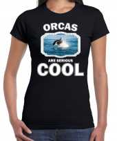 Dieren orka t-shirt zwart dames orcas are cool shirt
