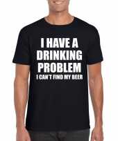 Drinking problem tekst t-shirt zwart heren