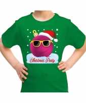 Fout kerst-shirt coole kerstbal christmas party groen kids