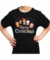 Fout kerst-shirt t-shirt dieren merry christmas zwart kids
