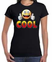 Funny emoticon t-shirt cool zwart dames