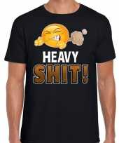 Funny emoticon t-shirt heavy shit zwart heren