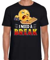 Funny emoticon t-shirt i need a break zwart heren