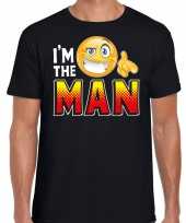 Funny emoticon t-shirt im the man zwart heren