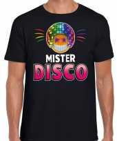 Funny emoticon t-shirt mister disco zwart heren