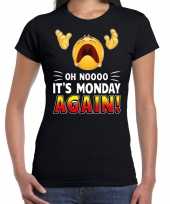 Funny emoticon t-shirt oh nooo its monday again zwart dames
