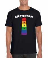 Gay pride amsterdammertje shirt zwart heren
