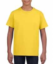 Geel basic t-shirt ronde hals kinderen unisex katoen