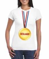 Geslaagd medaille t-shirt wit dames