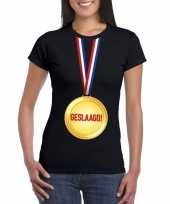 Geslaagd medaille t-shirt zwart dames