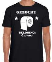 Gezocht wc papier beloning 10 000 euro tekst t-shirt zwart heren