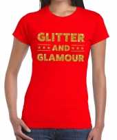 Glitter and glamour glitter tekst t-shirt rood dames