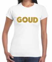 Goud glitter tekst t-shirt wit dames