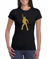 Gouden disco t-shirt kleding zwart dames