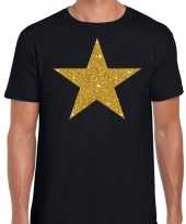Gouden ster glitter fun t-shirt zwart heren