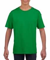 Groen basic t-shirt ronde hals kinderen unisex katoen
