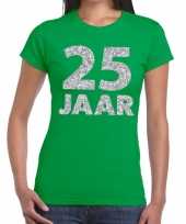 Groen vijfentwintig jaar verjaardag shirt dames zilveren bedrukking