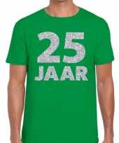 Groen vijfentwintig jaar verjaardag shirt groen heren zilveren bedrukking