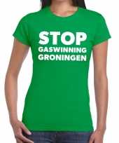 Grunnen t-shirt stop gaswinning groen dames