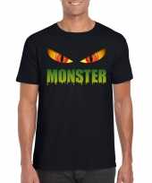 Halloween monster ogen t-shirt zwart heren