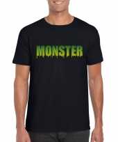Halloween monster tekst t-shirt zwart heren