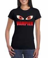 Halloween vampier ogen t-shirt zwart dames